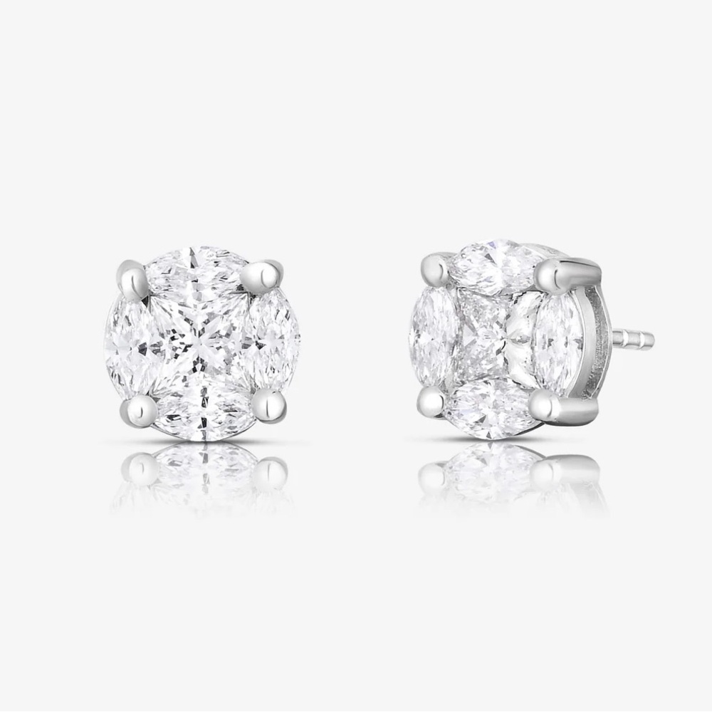Round Illusion Diamond Studs - Size small